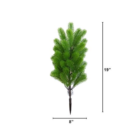 Nearly Natural 19" Green UV Resistant Artificial Christmas Pine with Stakes, 2ct.